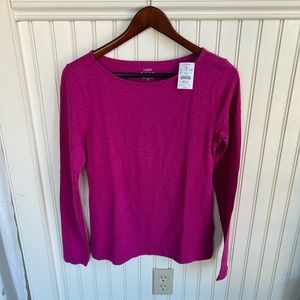J. Crew, long sleeve, Artist Tee shirt, size S, fuchsia pink, brand new
